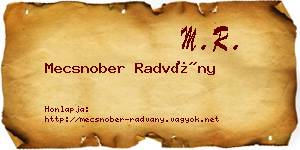 Mecsnober Radvány névjegykártya
